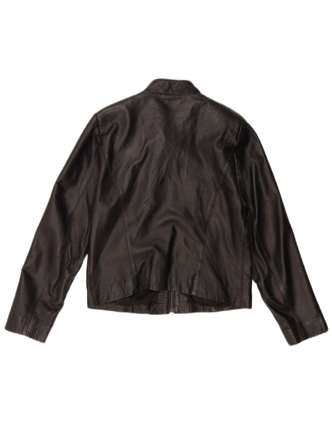 Giacca in pelle corta da donna VINTAGE UK 14 pelle nera media