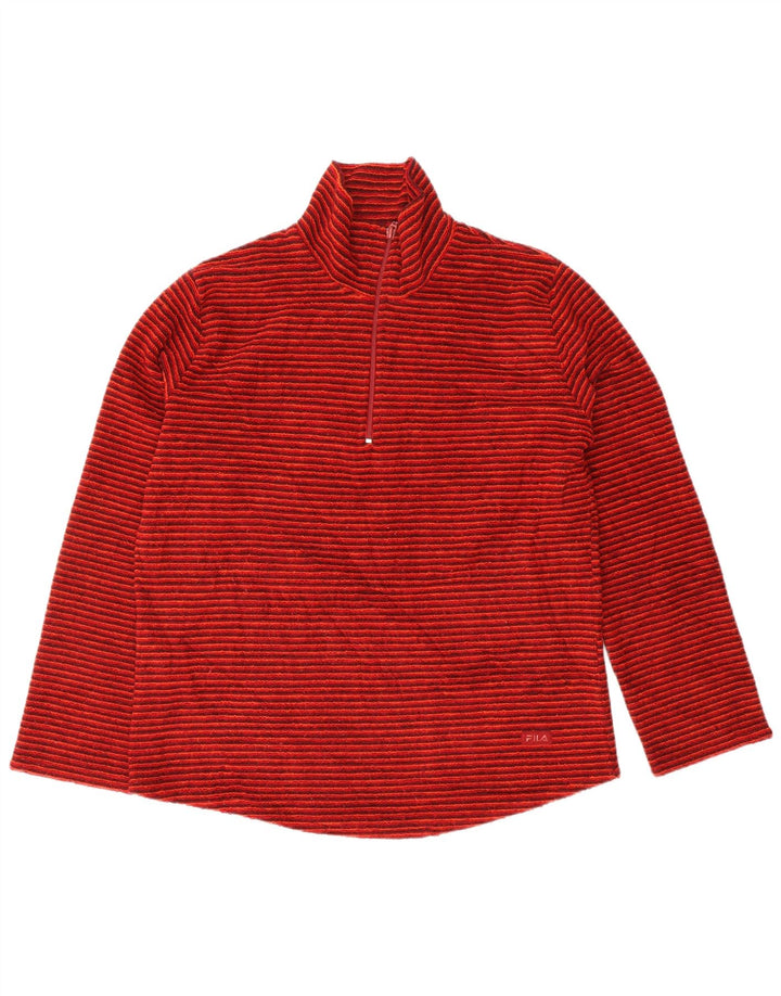 Maglione da donna con collo con zip FILA UK 14 Lana a righe rosse medie