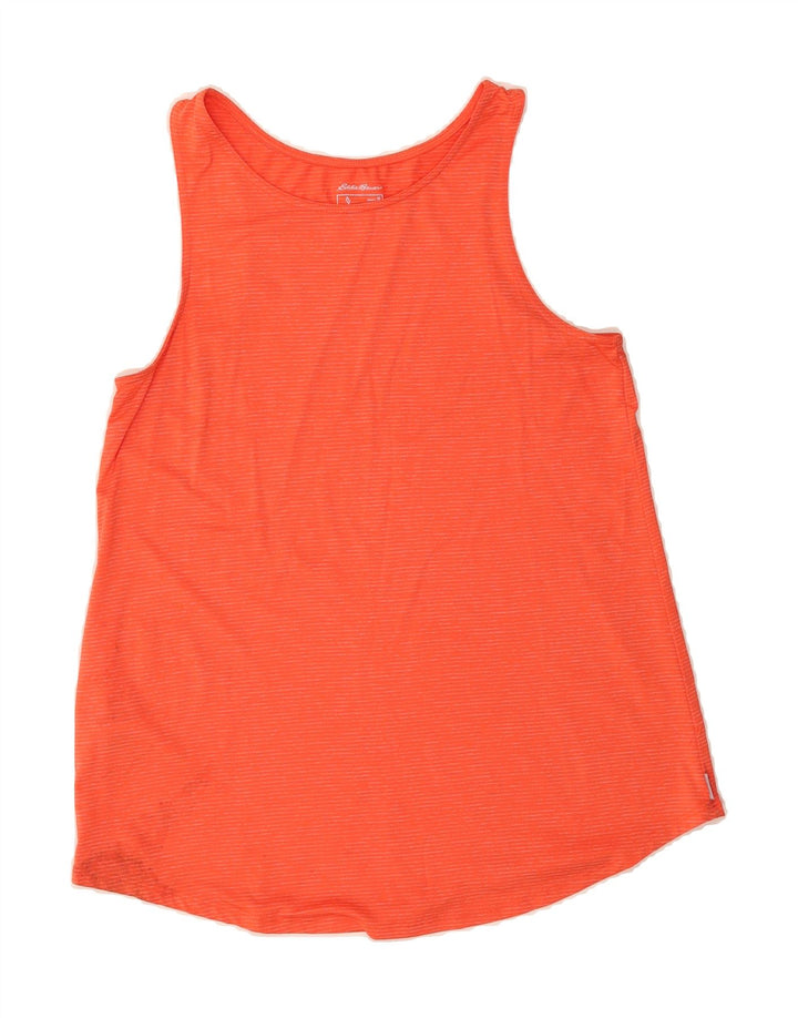 EDDIE BAUER Womens Vest Top UK 12 Medium Orange Striped Polyester Vintage Eddie Bauer and Second-Hand Eddie Bauer from Messina Hembry 