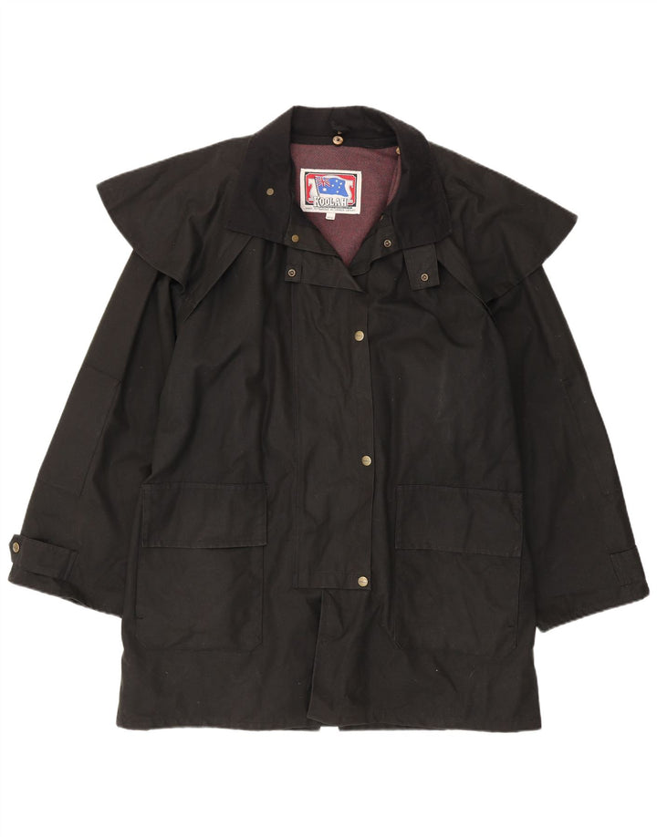 Cappotto mantella oversize in cotone cerato da donna Koolah UK 14 medio nero