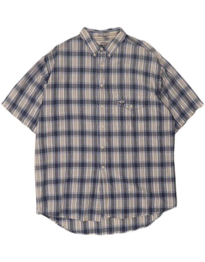 DOCKERS Mens Short Sleeve Shirt XL Blue Check Cotton Vintage Dockers and Second-Hand Dockers from Messina Hembry 