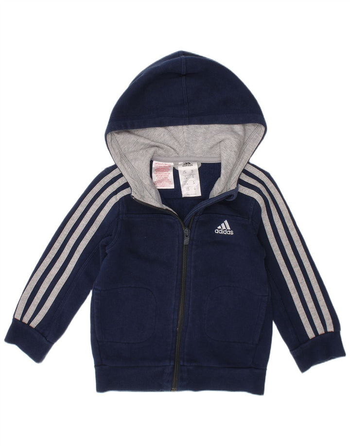 Maglione con cappuccio e zip Adidas per ragazzi 2-3 anni in cotone blu navy