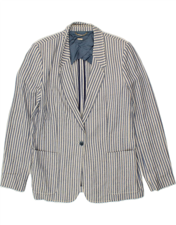 MASSIMO DUTTI Womens 1 Button Blazer Jacket US 12 Large Blue Pinstripe Vintage Massimo Dutti and Second-Hand Massimo Dutti from Messina Hembry 