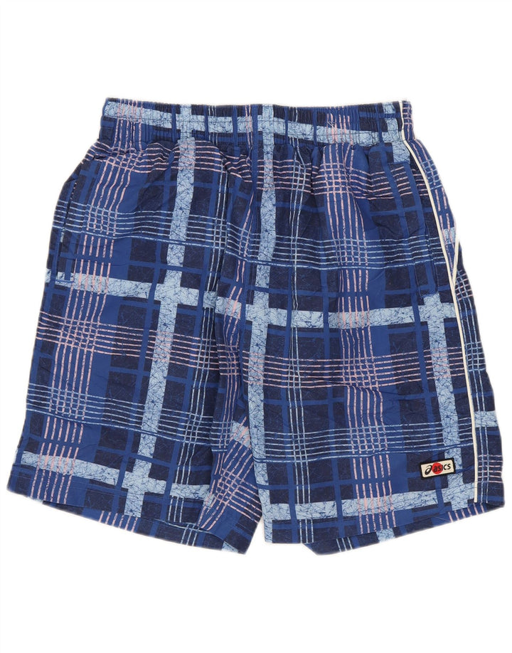 Pantaloncini da bagno ASICS da uomo a quadri piccoli blu in poliestere