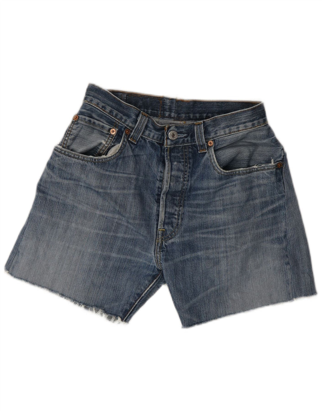 Pantaloncini di jeans Levi's 501 da donna W32 grandi in cotone blu