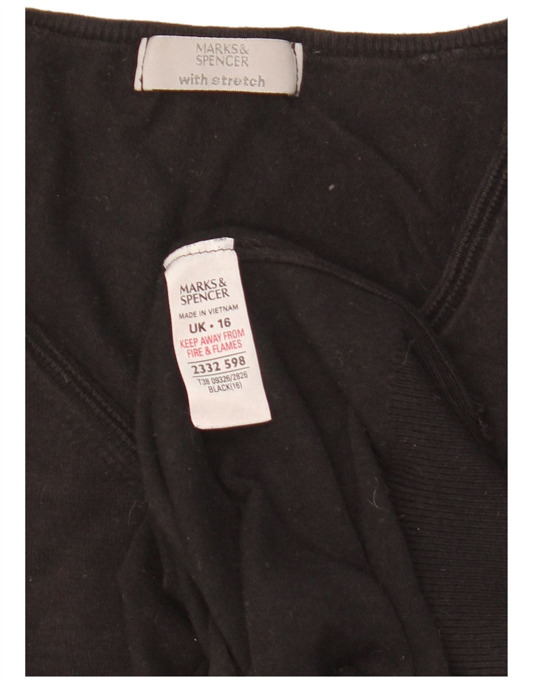 Maglione corto con scollo a V da donna Marks & Spencer UK 16 grande nero