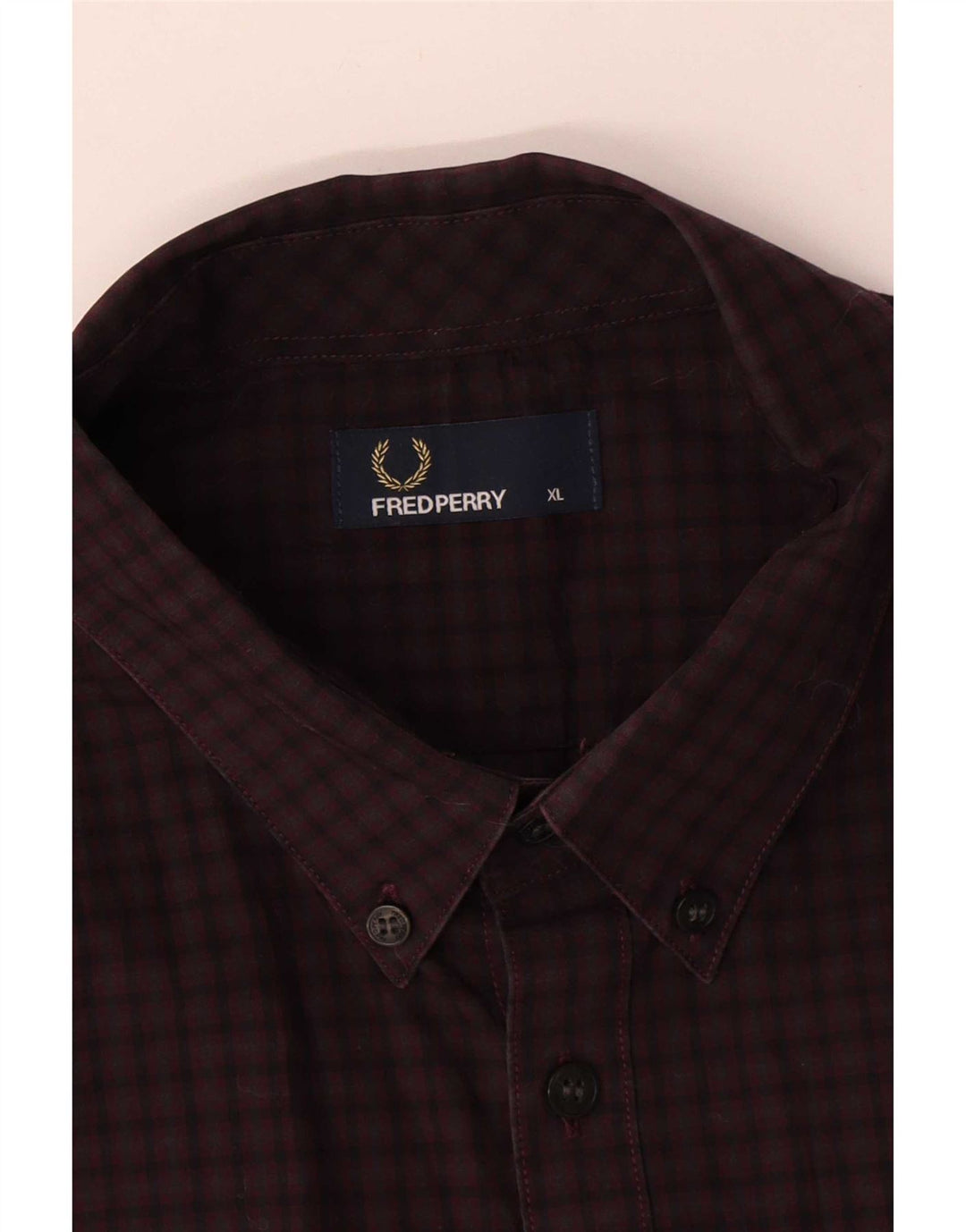 Camicia da uomo Fred Perry XL in cotone a quadri bordeaux