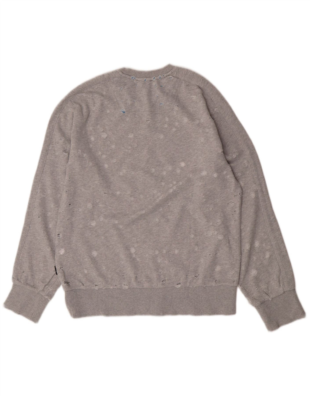 Felpa da donna Diesel effetto invecchiato maglione UK 14 grande cotone grigio