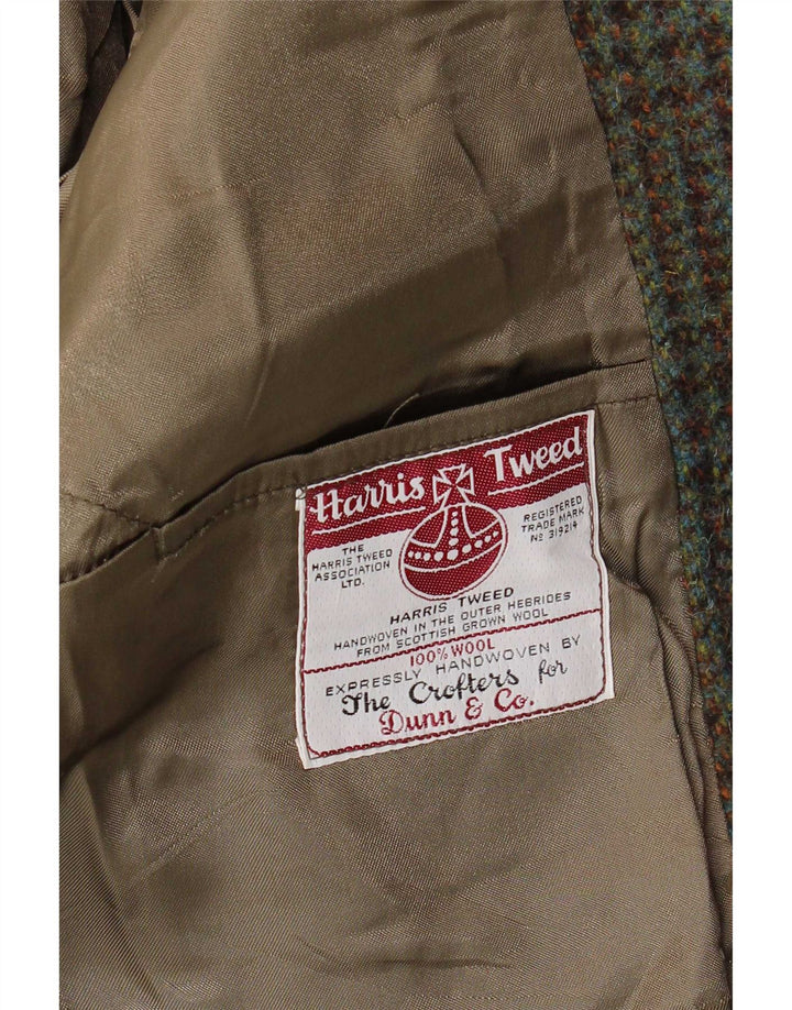 Giacca blazer a 3 bottoni da uomo Harris Tweed UK 38 medio pied de poule kaki