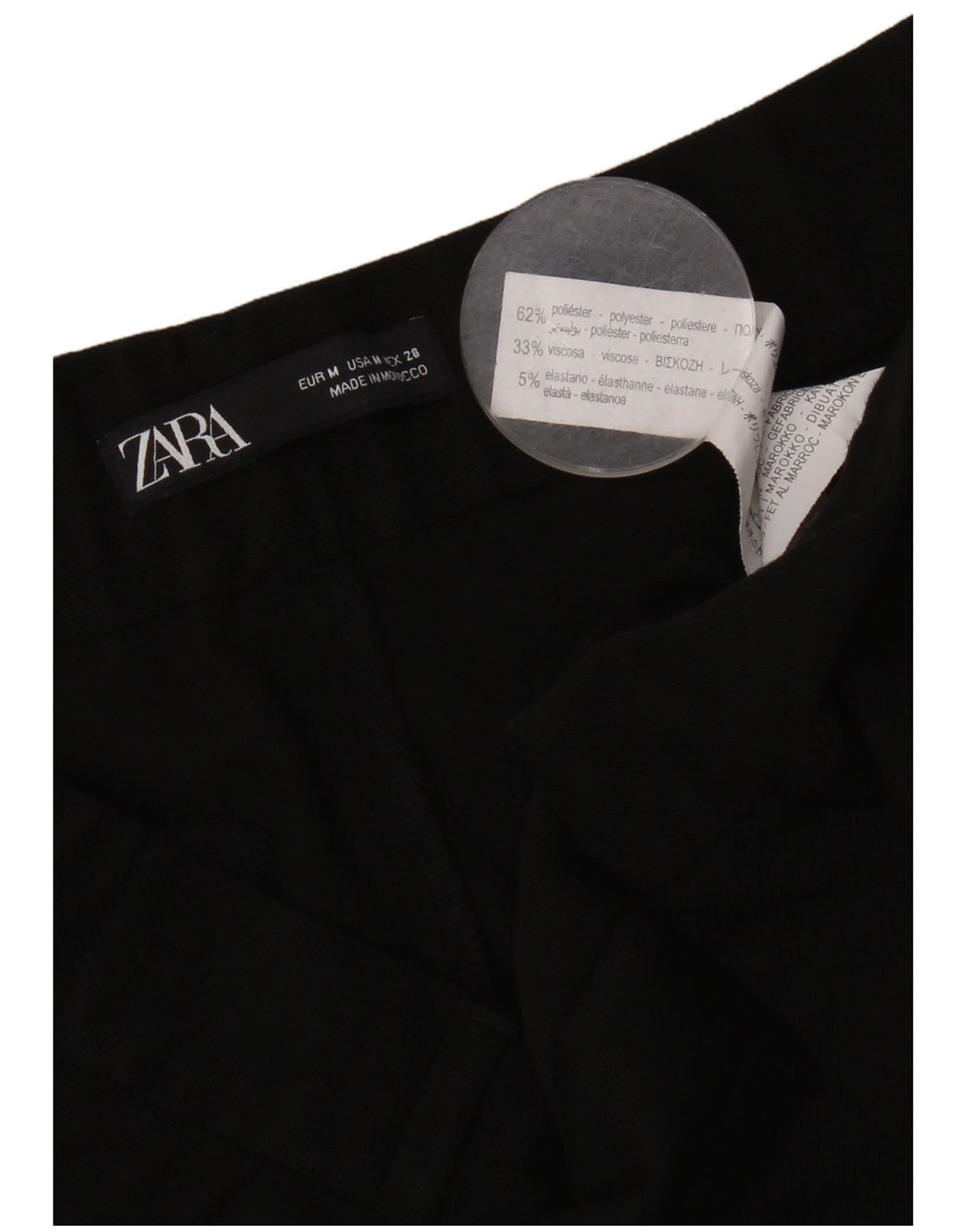 Pantaloni corti dritti da donna Zara medi W30 L25 poliestere nero