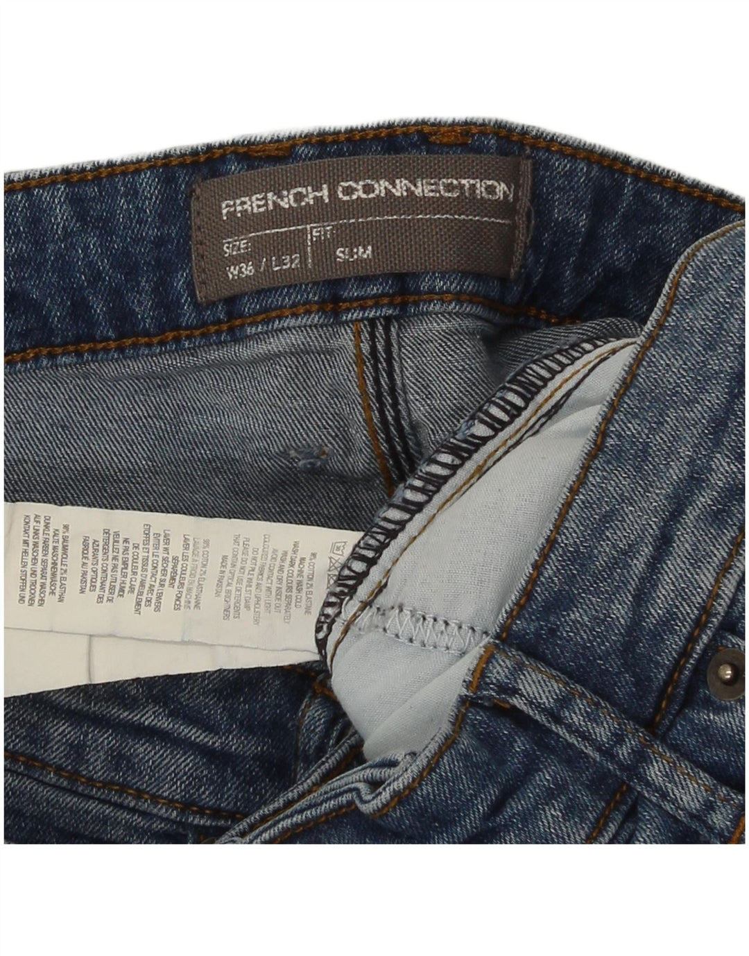 Jeans slim da uomo French Connection W36 L32 cotone blu