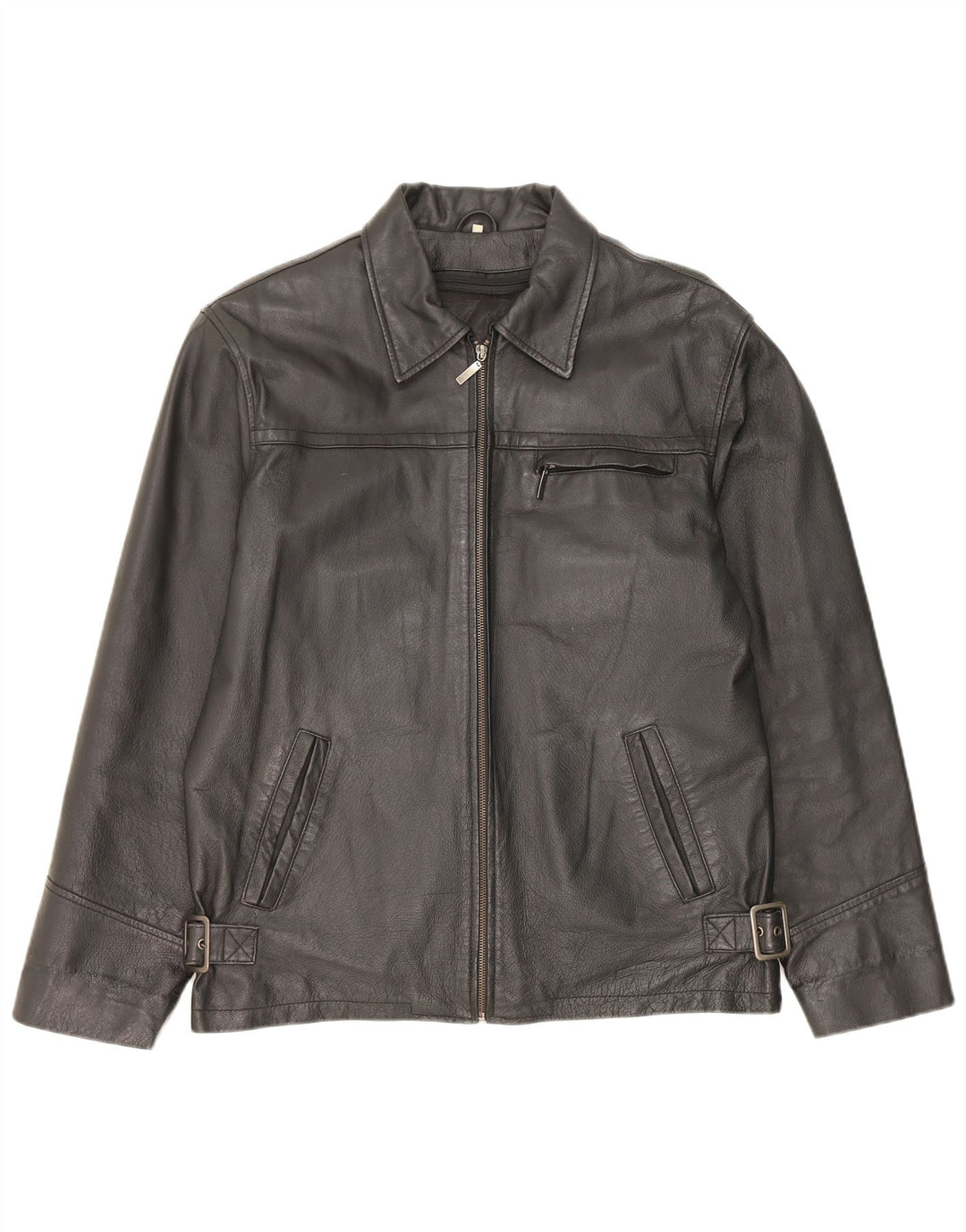 Giacca in pelle vintage da uomo IT 48 in pelle nera media