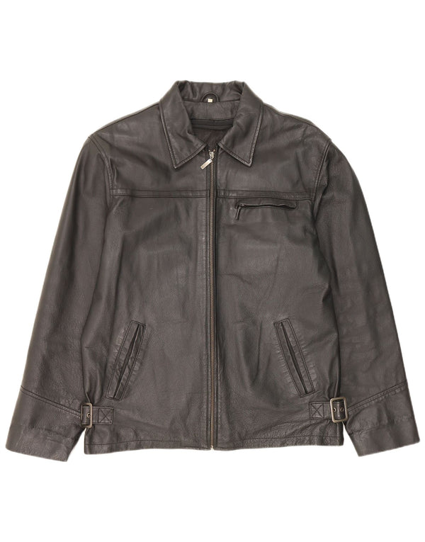 Giacca in pelle vintage da uomo IT 48 in pelle nera media