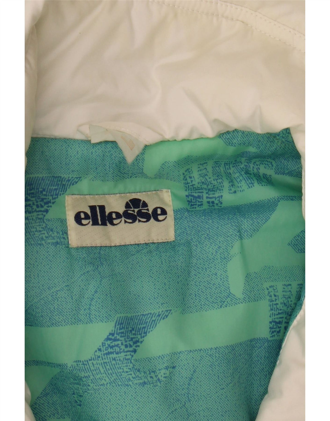 ELLESSE Womens Graphic Windbreaker Jacket UK 18 XL White Colourblock Vintage Ellesse and Second-Hand Ellesse from Messina Hembry 