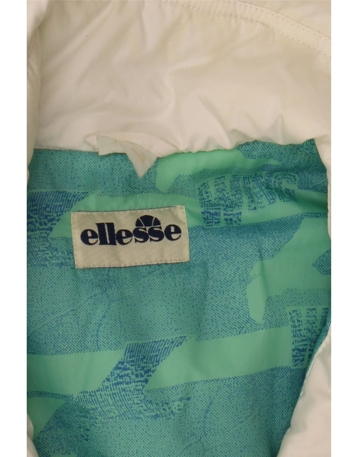 ELLESSE Womens Graphic Windbreaker Jacket UK 18 XL White Colourblock Vintage Ellesse and Second-Hand Ellesse from Messina Hembry 