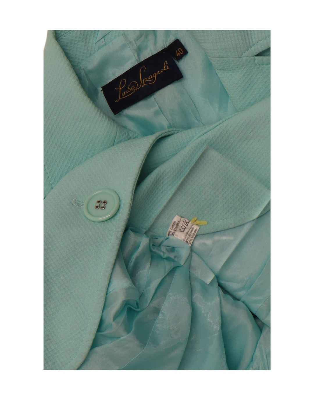Giacca Blazer 3 Bottoni Donna Luisa Spagnoli IT 40 Small Turchese Cotone