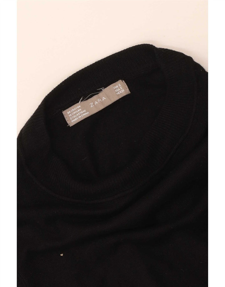 Maglione maglione collo alto da donna Zara UK 8 piccolo rayon nero
