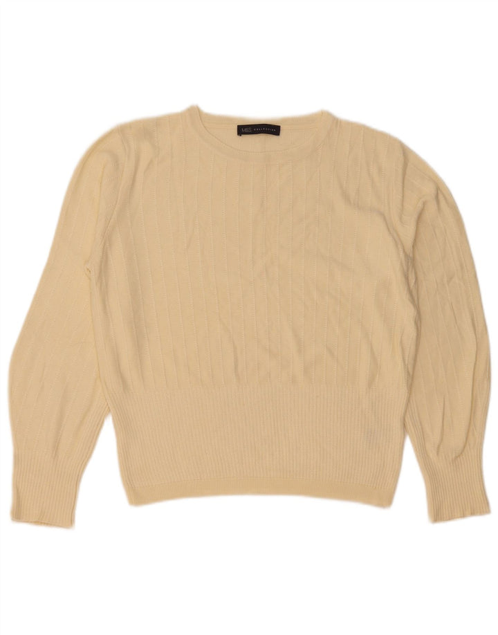 Maglione maglione girocollo da donna Marks & Spencer UK 12 Viscosa beige medio