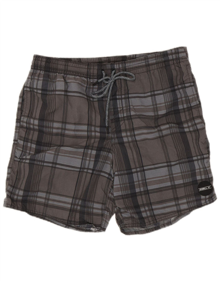 Pantaloncini da bagno da uomo O'Neill in poliestere a quadri grigio medio