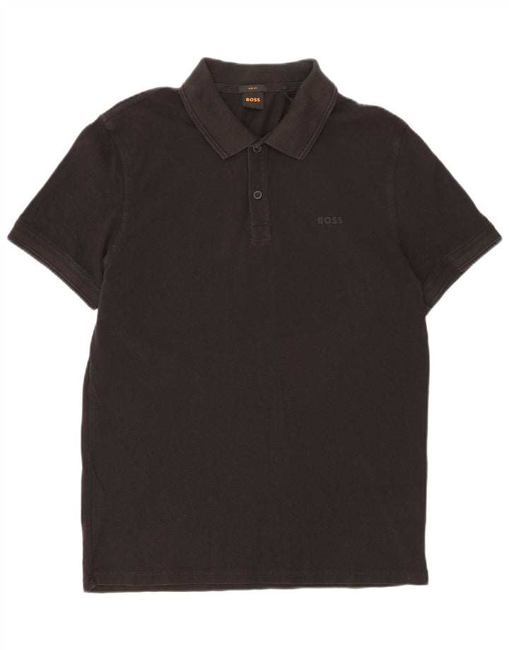 Polo HUGO BOSS da uomo slim fit in cotone nero medio