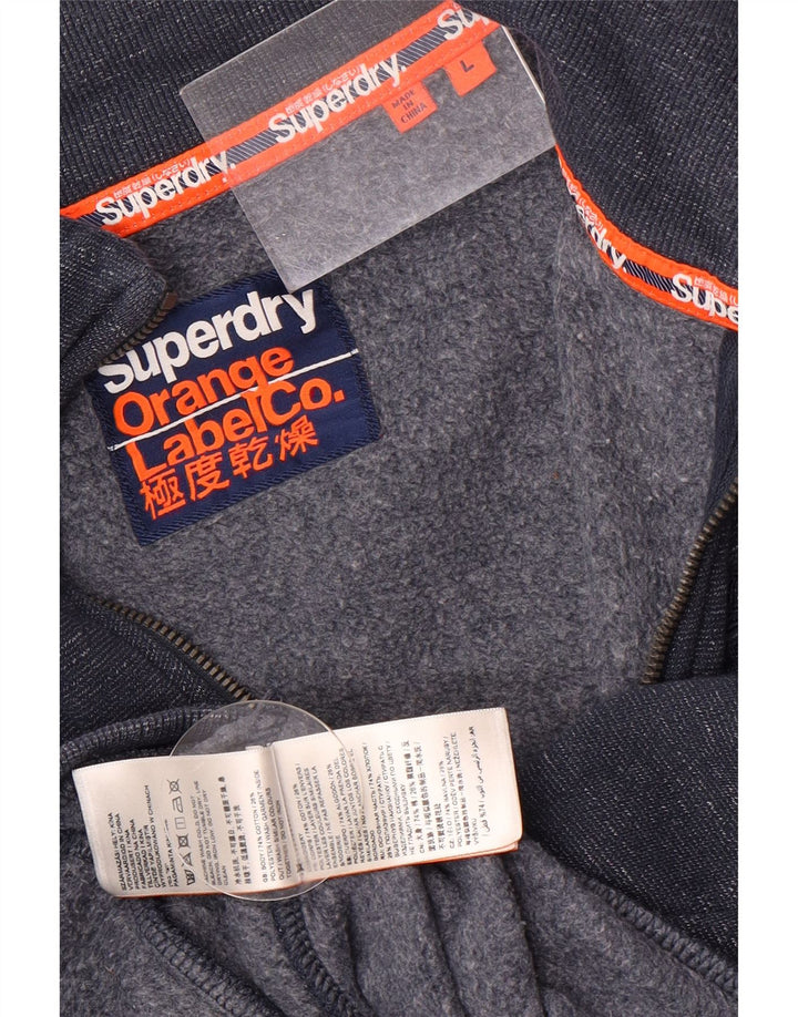 Giacca da tuta da uomo Superdry grande in cotone chiazzato blu navy