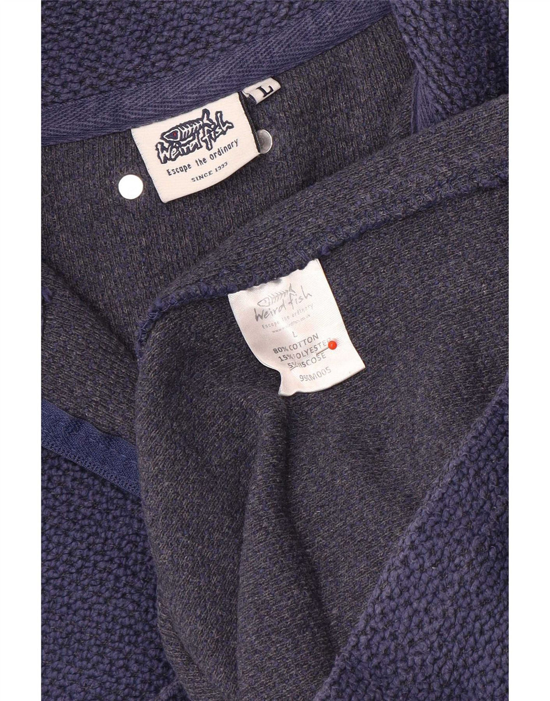 Felpa da uomo con collo con zip Weird Fish, maglione grande, in cotone blu navy