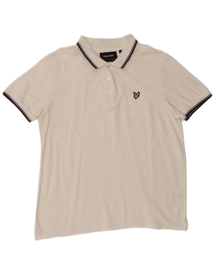Polo da uomo Lyle & Scott XL in cotone a righe bianche