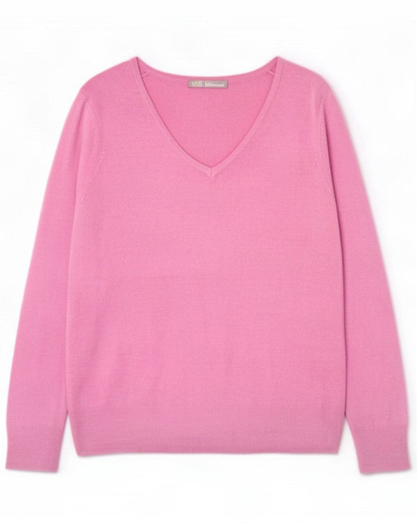Marks & Spencer maglione da donna con scollo a V UK 14 grande rosa acrilico