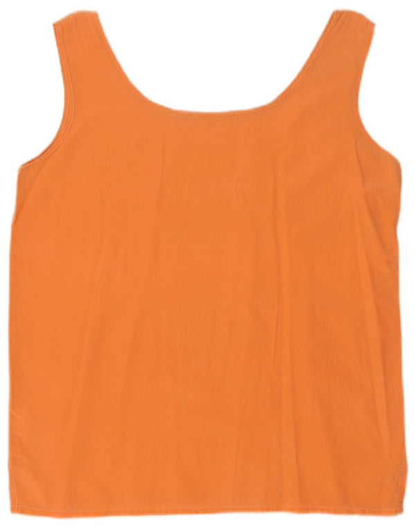 Top camicetta senza maniche vintage da donna UK 14 seta arancione media
