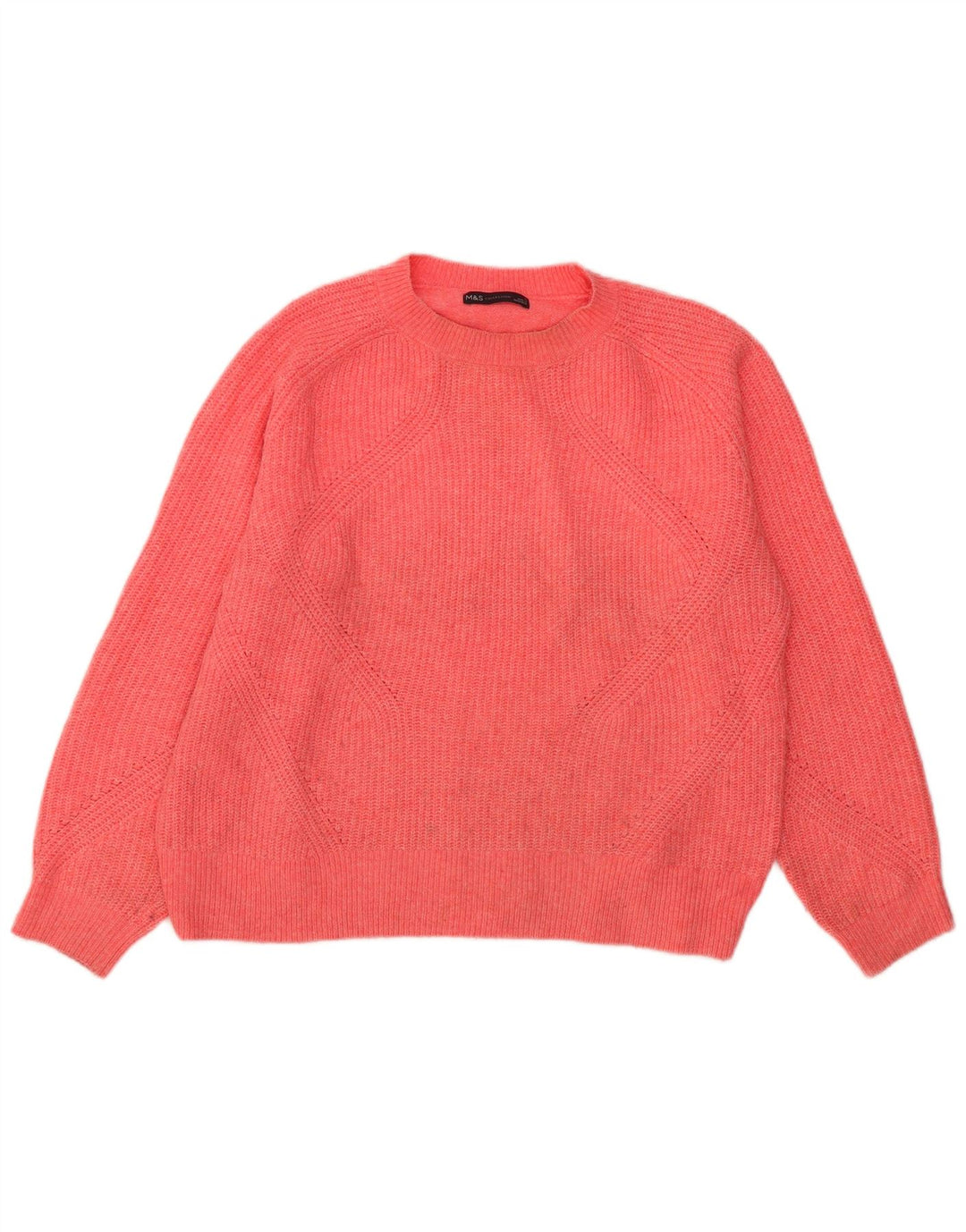 Maglione maglione girocollo oversize da donna Marks & Spencer UK 16 grande rosa