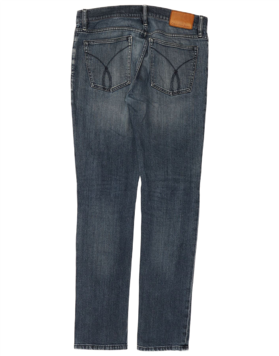 CALVIN KLEIN Jeans slim invecchiati da uomo W32 L34 cotone blu