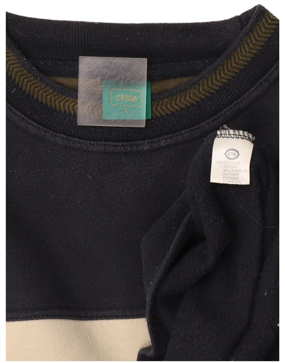 Canda Felpa con grafica da uomo Maglione grande in cotone color block blu navy
