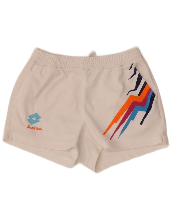 Pantaloncini sportivi da donna Lotto UK 12 Medium White Geometric