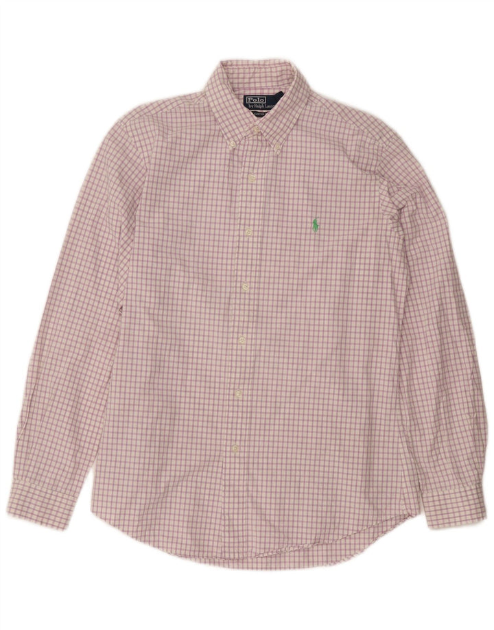 POLO RALPH LAUREN Camicia da uomo su misura taglia 39 15 1/2 medio viola a quadri
