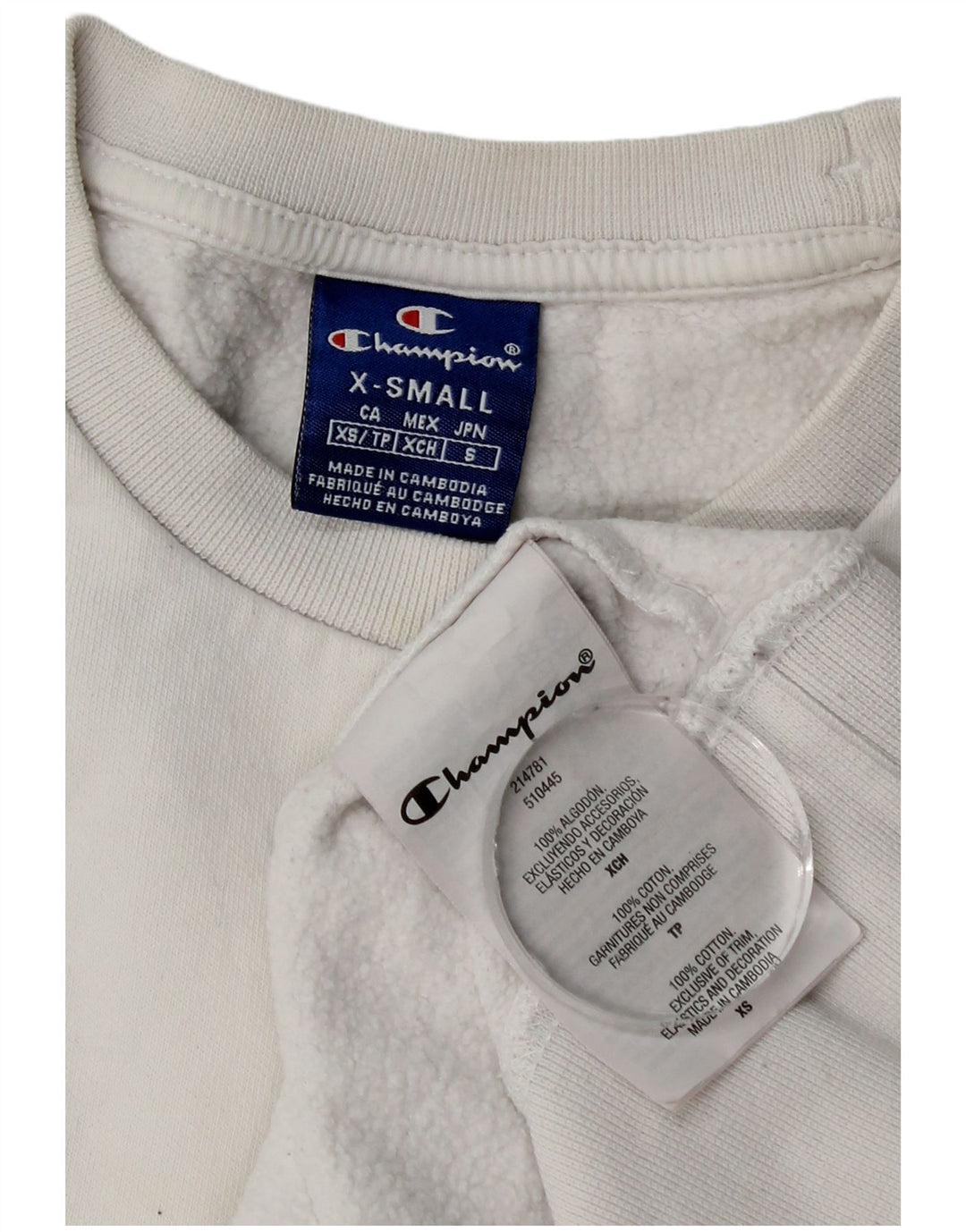 Felpa oversize da donna Champion UK 6 XS cotone bianco