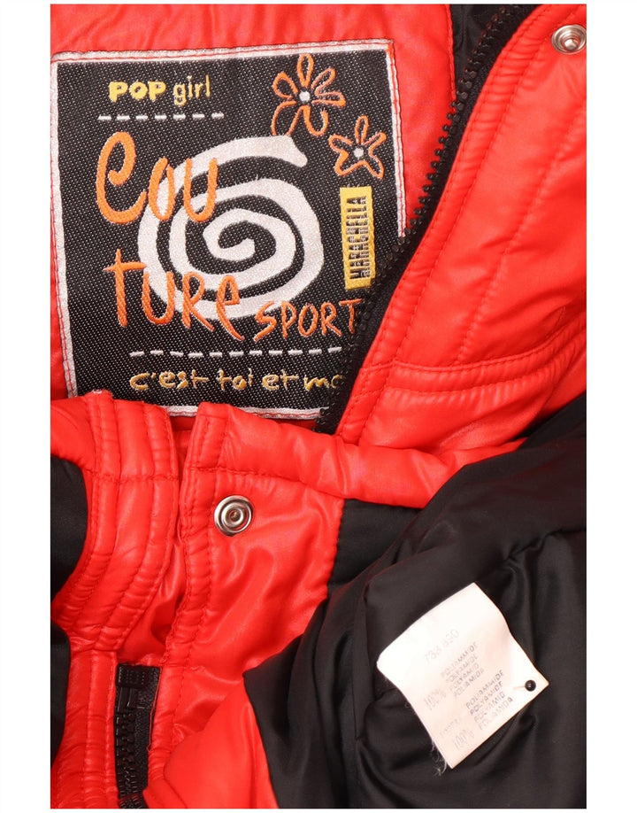 Giubbotto Imbottito Vintage Bambina con Cappuccio 15-16 Anni Rosso in Poliammide