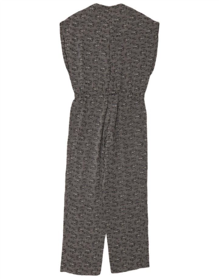 Tuta da donna vintage UK 12 grigio medio floreale