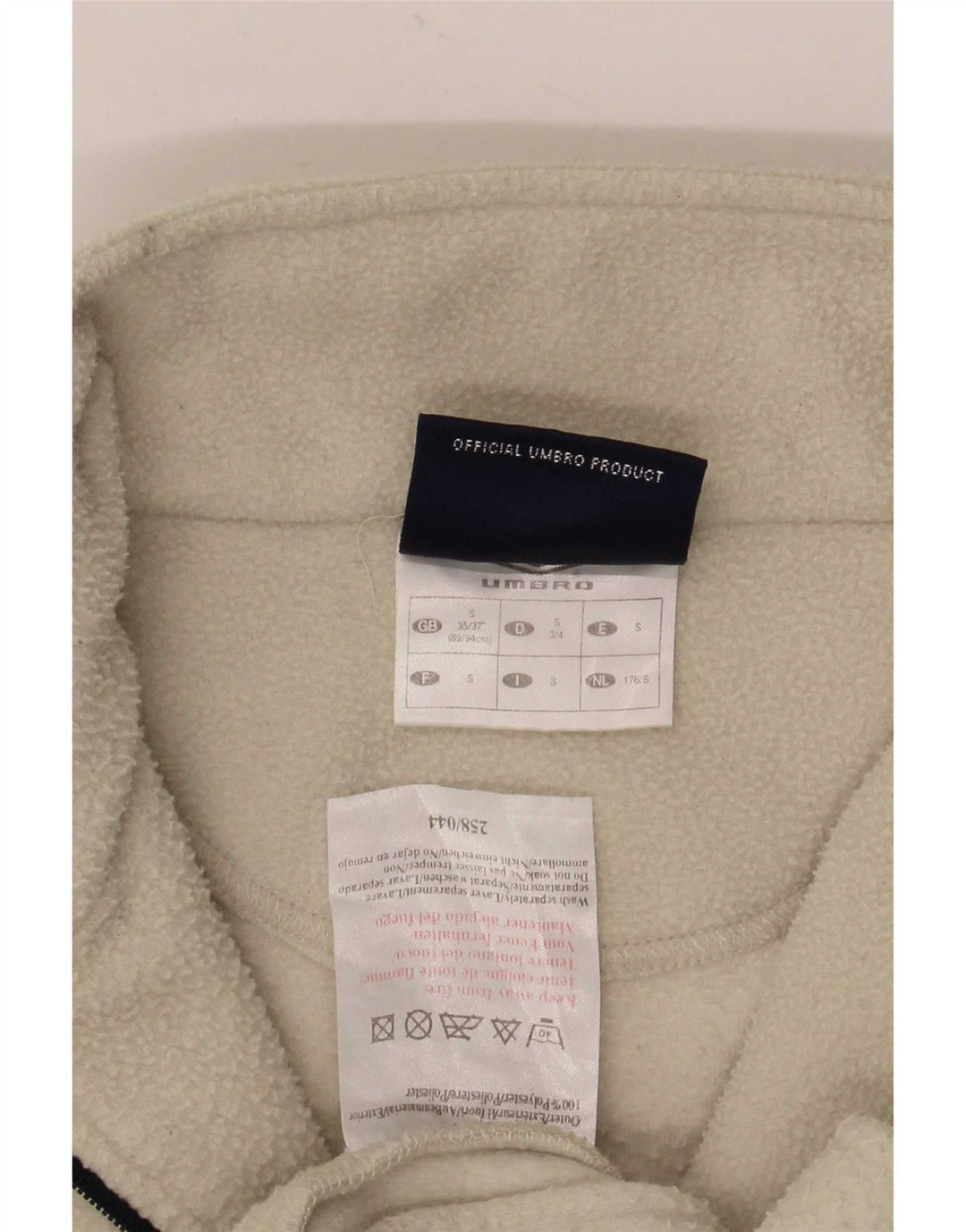 Maglione in pile oversize da donna con zip e collo Umbro UK 10 piccolo bianco sporco