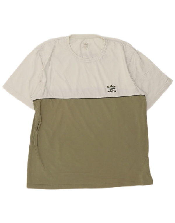 T-shirt grafica da uomo Adidas Top grande in cotone color block bianco