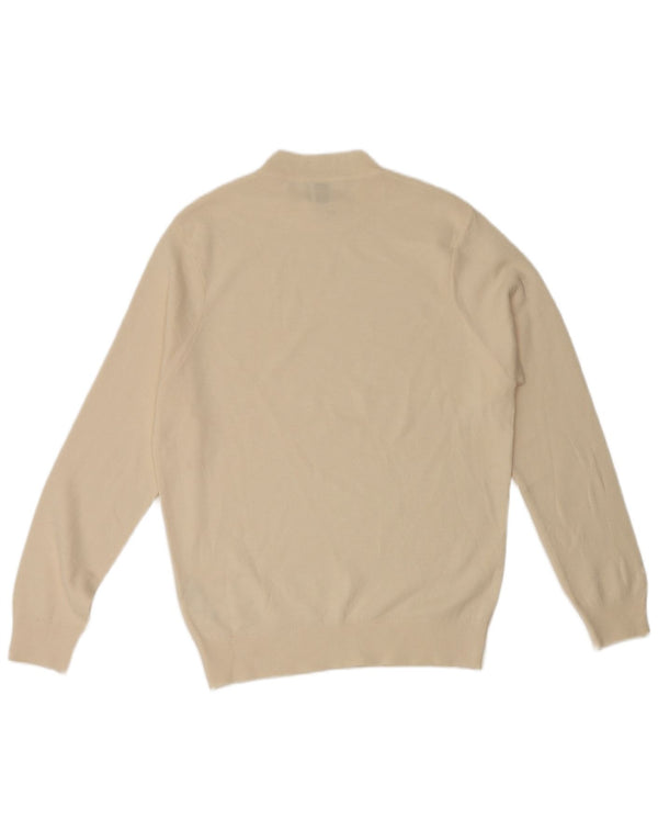 Maglione maglione collo alto da donna Zara UK 16 grande acrilico bianco sporco