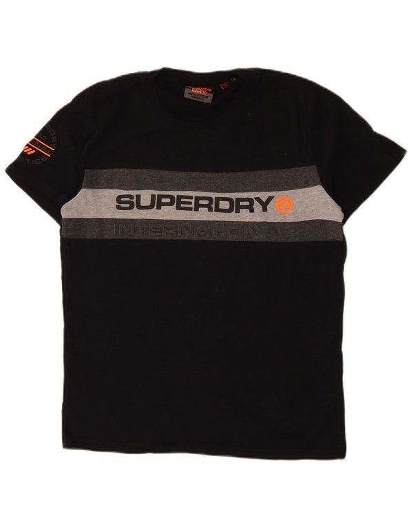 T-shirt grafica da uomo Superdry Top XL in cotone color block nero