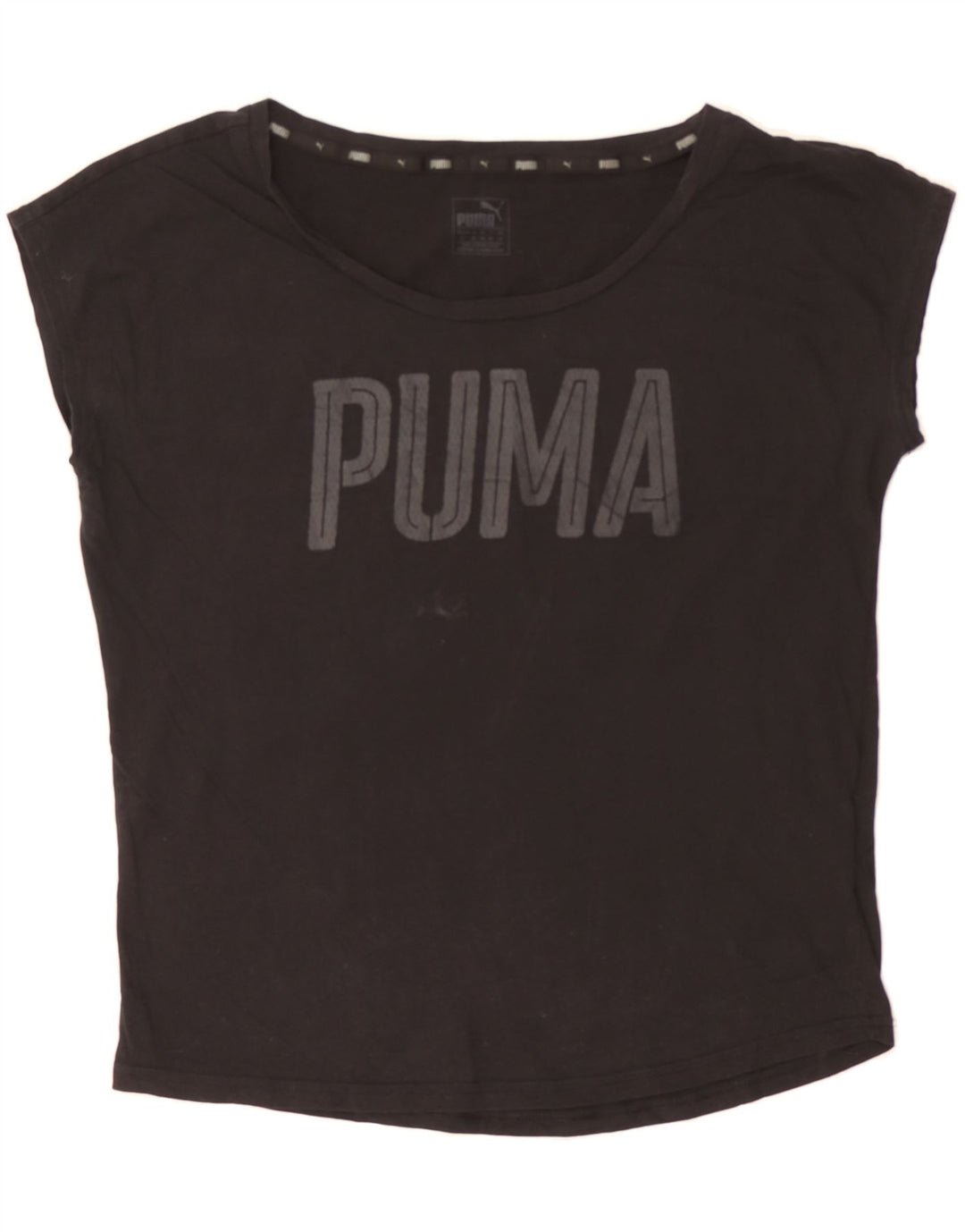 PUMA Womens Graphic T-Shirt Top UK 12 Medium  Black Cotton Vintage Puma and Second-Hand Puma from Messina Hembry 