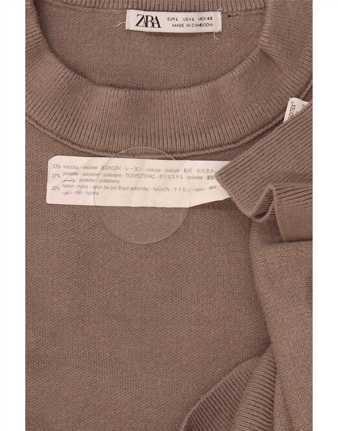 Maglione Zara da uomo girocollo grande in viscosa marrone
