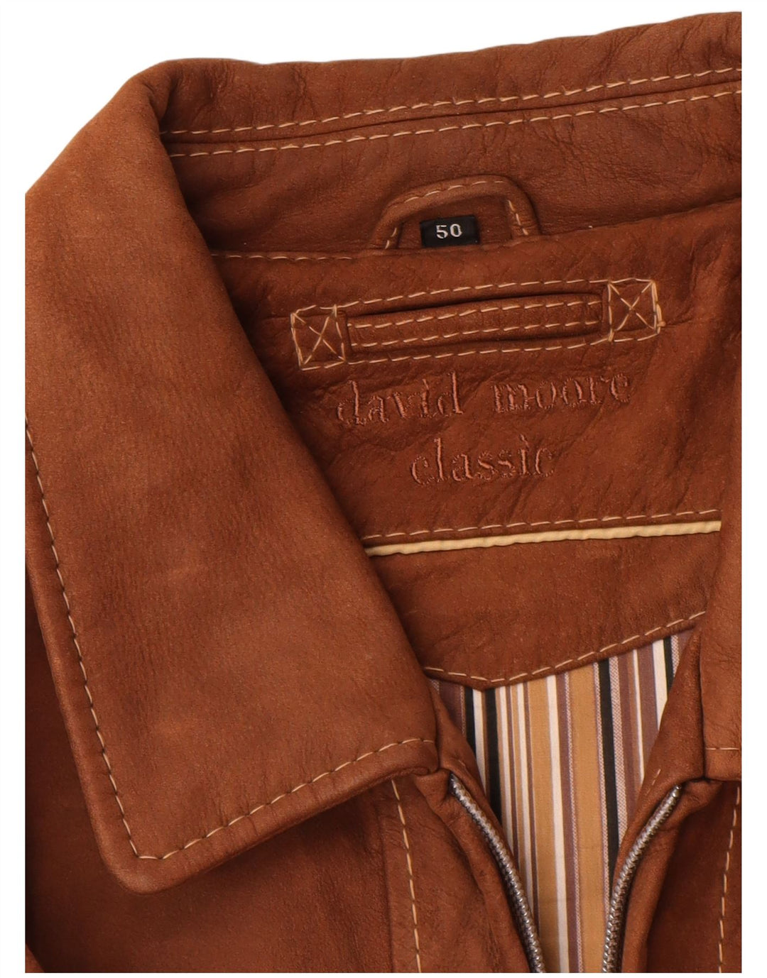 Giacca in pelle da uomo David Moore IT 50 Large in pelle marrone