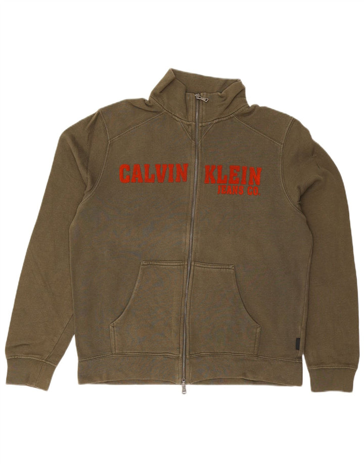 CALVIN KLEIN JEANS Giacca da tuta grafica da uomo grande in cotone kaki