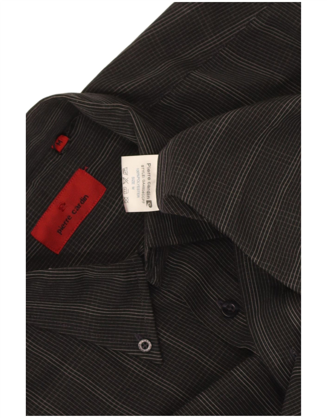 Camicia da uomo Pierre Cardin a quadri neri medi in poliestere