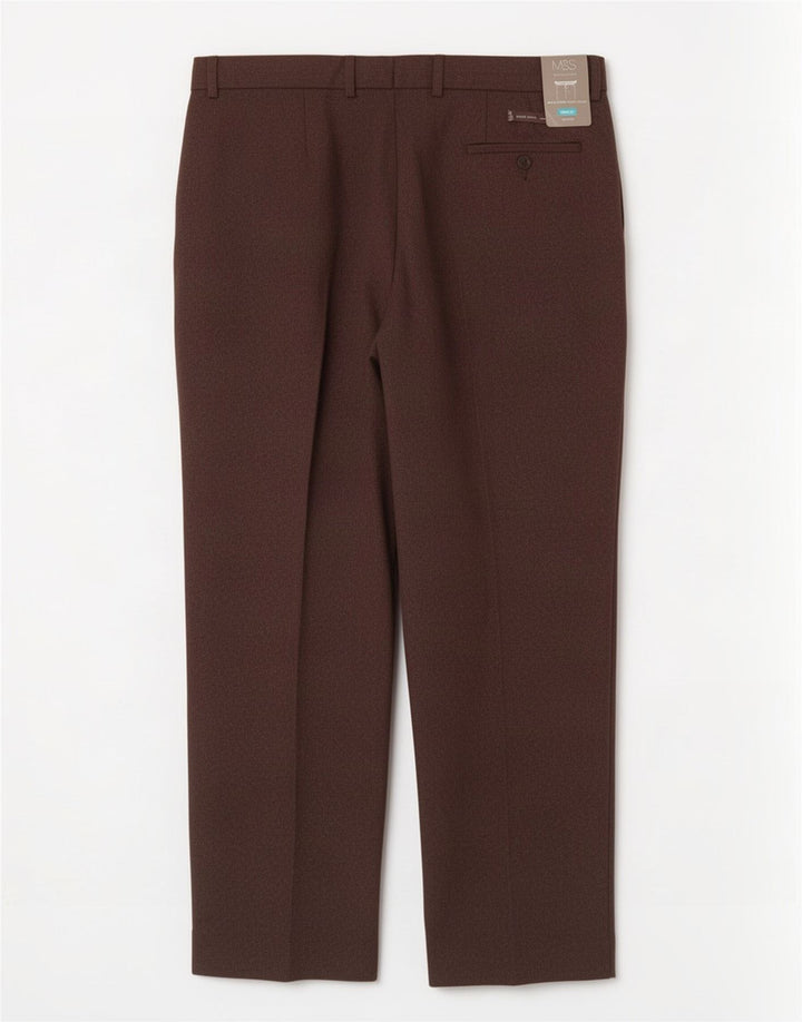 Pantaloni da abito vestibilità regolare Marks & Spencer da uomo W40 L31 poliestere marrone