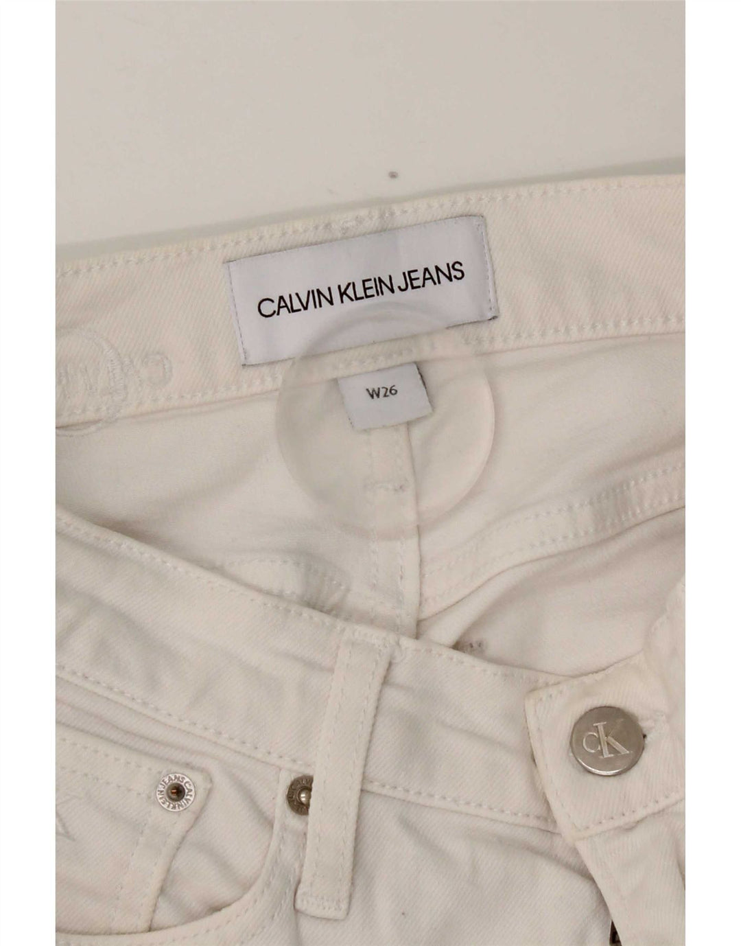 Jeans affusolati da donna Calvin Klein W26 L26 bianchi