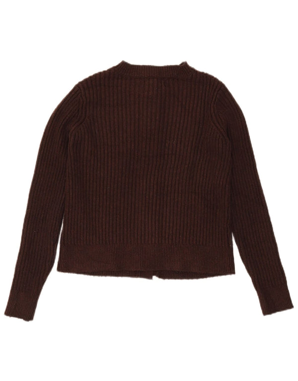 Maglione cardigan corto da donna Marks & Spencer UK 10 piccolo poliestere marrone