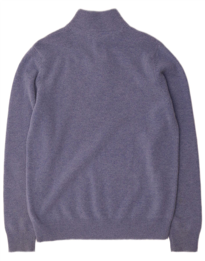 Crew Clothing Maglione da uomo con bottoni e collo in lana blu medio